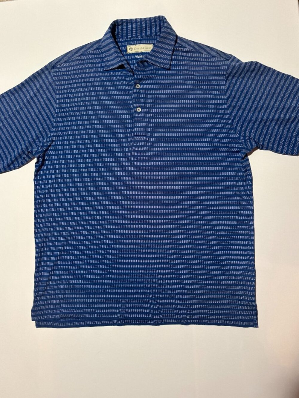Donald Ross Golf Polo Shirt Men L Blue Striped Short Sleeve Performance